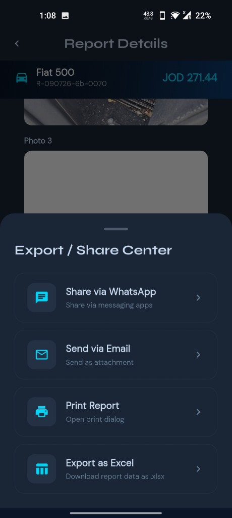 Share in seconds — export and share report options